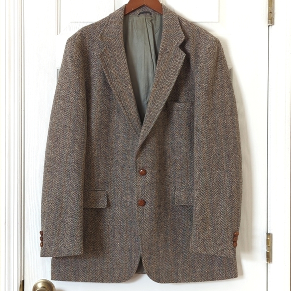 Tailored Classics by Levi Strauss 80's Vintage Tweed Wool Blazer Jacket Gray 42L - Picture 1 of 15